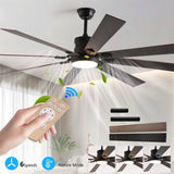 ZNTS Walnut LED Ceiling Fan Light with 8 Wooden Blades, Remote Control, Dimmable & Adjustable Color W1340P244569