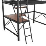 ZNTS Full Size Loft Metal&MDF Bed with Desk and Shelf, Black 26455589