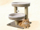 24 Inch Compact Cat Tree with 2 Plush Perches, Jute Rope Scratching Posts & Hanging Toy Ball, Stable 52371012