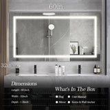 LED Bathroom Mirror 60x 32 Inch with lights, anti-Fog & Dimming Led Bathroom Vanity Mirror W134070939