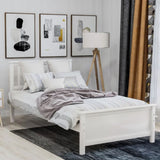 ZNTS Twin Size Wood Platform Bed with Headboard,Footboard and Wood Slat Support, White WF191769AAK