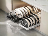 Adjustable Carbon Steel Sliding Cookware Storage Rack, Anti-Rust Pull Out Pan Lid Holder for Cutting 99423598