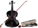 4/4 Full Size Acoustic Violin Set - Black with Hard Case, Bow, Rosin & Accessories for Adults & 50317183