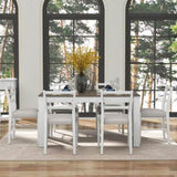 7-Piece Wooden Table Set Mutifunctional Extendable Table with 12" Leaf and 2 Drawers, 6 38960421