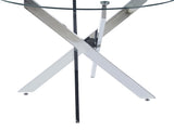 Dining Table with cross metal leg and tempered glass,Modern Space Saving Kitchen Table for Living W234P227891