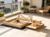 Kids Wooden Sandbox with Digger And 360&deg Rotating Seat Bottom Liner Included 72" x 35" x 22" 52684780