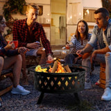 ZNTS 32IN Metal Fire Pit Black 36801333