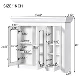 35" Bathroom Medicine Cabinet with Mirror, 5 Closed & Adjustable Shelves, Bathroom Wall Mounted N710P264306K