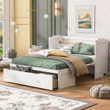 Full Size Murphy Bed with USB Port and a Large Drawer, White N708P205903K