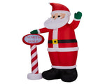 8.2FT Lighted Christmas Inflatable Decoration, Inflatable Santa with North Pole Road Sign, Funny 52233352