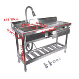 Stainless Steel Kitchen Sink Commercial Freestanding Utility Sink with Drawer and Pull-Out Faucet 64460763
