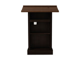 Wood Podium Stand, 44" Tall Wooden Lectern with Mic Stand Space, sliding shelf with cup holder and 17888935