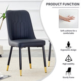Black dining chairs and living room chairs. PU material and metal legs, suitable for kitchen, living W1151118969
