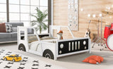Full Size Classic Car-Shaped Platform Bed with Wheels,White WF306743AAK
