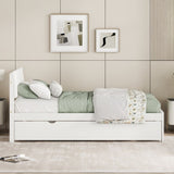 Modern Twin Bed Frame With Twin Trundle For High Gloss Headboard and Footboard With Creamy W697131325