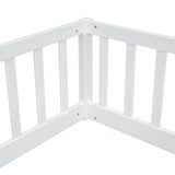 Double Twin Floor Bed with Fence, Guardrails, without door, White W504P143286