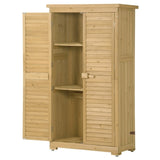 ZNTS Wooden Garden Shed 3-tier Patio Storage Cabinet Outdoor Organizer Wooden Lockers with Fir Wood 67406170