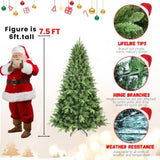 Artificial 7.5ft Green Christmas Tree with 2155PVC/Hard Needle Mixed Branch Tips, memory wireiron 08118047