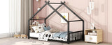 Twin Size Metal House Bed, Black MF305886AAB