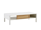 40.16" Rattan Coffee table, sliding door for storage, metal legs, Modern table for living room , W1265121740