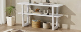 TREXM Retro Elegant Console Table with Marble-Effect Top and Versatile Storage Solutions for N715P196906K