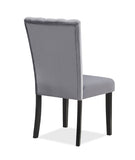 2pc Casual Upholstered Velvet Upholstery Chair Channel Tufted Back Wooden Dining Room Furniture Gray B011P261181