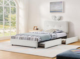 Twin Size Kids Upholstered Bed with Oversized Rabbit Ear Headboard, LED Light & 4 Storage Drawers, W1413P384921