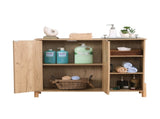Mid-Century Modern Storage Cabinet with Woven Rattan Doors, Open Shelves & Adjustable Shelves W3151P288913