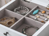 Standing Jewelry Armoire with Mirror, 5 Drawers & 8 Necklace Hooks, Jewelry Cabinet Chest with Top 57172221