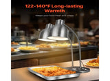 Food Heat Lamp, 500W Electric Commercial Food Warmer Light, 2-Head Stainless Steel French Fry T3342P591613