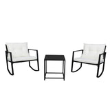 ZNTS Single 2pcs Coffee Table 1pc Exposed Rocking Chair Three-Piece Set Black 86452493