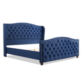 Marcella Upholstered Shelter Headboard Bed Set, King, Dark Sapphire Blue Woven B2719P238228