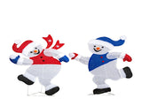 Set of 2 Lighted Running Snowman Christmas Decorations, Pre-lit 2D Holiday Decor with 120 Warm White 83521957