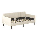 ZNTS Elena Twin Size Beige Velvet Upholstered Daybed, Ribbed Tufted Backrest, Daybed in Lavish Modern B083121461