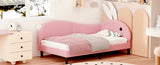Twin size Upholstered Rabbit-Shape Daybed, Sofabed with Rabbit Ear Headboard, Pink N733P208516H