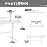 Techni Sport TS911D Gaming Desk with Shelves & Accessory Holder, White B031P269896