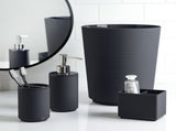 Soft Touch Ribbed Plastic 1.98 Gallon Black Trash Can 58706538