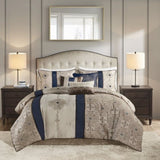 Cal King 7 Piece Jacquard Comforter Set with Throw Pillows B03596995