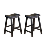 ZNTS Black Finish 24-inch Counter Height Stools Set of 2pc Saddle Seat Solid Wood Casual Dining Home B01151975