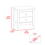 Amara Nightstand , End Table, Side Table Two Shelves, Four Legs -White B07091820