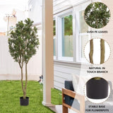 Large artificial curved branches of green plants simulate courtyard garden door W2945P278480