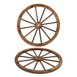 2pcs 30-Inch Old Western Style Garden Art Wall Decor Wooden Wagon Wheel Brown 29619922