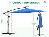 Outdoor Patio Umbrella, 10ft Offset Hanging Patio Umbrella with Aluminum Stand, 8 Ribs, UV 25483134