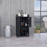 Fargo Bar Cart with Cabinet, 6 Built-in Wine Rack and Casters B070P188867