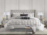 7-Piece Cal King 100% Polyester Pieced Pleated Tufted Comforter Set B035P463171