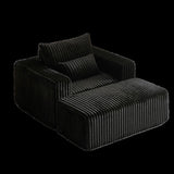 62.5-Inch Corduroy Sponge Sofa Lounge Chair with Removable footrest,No Assembly Required,Fluffy W834P206048
