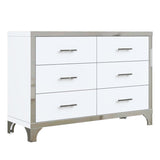Elegant High Gloss Dresser with Metal Handle,Mirrored Storage Cabinet with 6 Drawers for N733P205355K