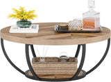Round Coffee, 31.7" Circle Coffee for Living Room, Modern 2-Tier Wood Accent Center B082P356379
