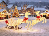 3-Piece Christmas Reindeer & Sleigh Decoration Set, 280 LED Warm/Cold White Lighted Holiday 33325187