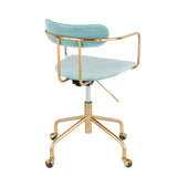 Demi Contemporary Office Chair in Gold Metal and Light Blue Velvet by LumiSource B202P223898